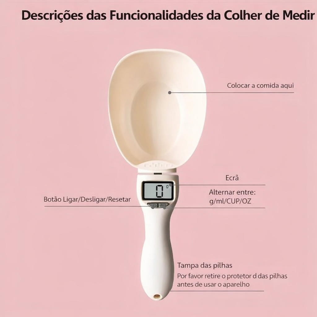Balança eletrónica para alimentos e colher medidora Dugons
